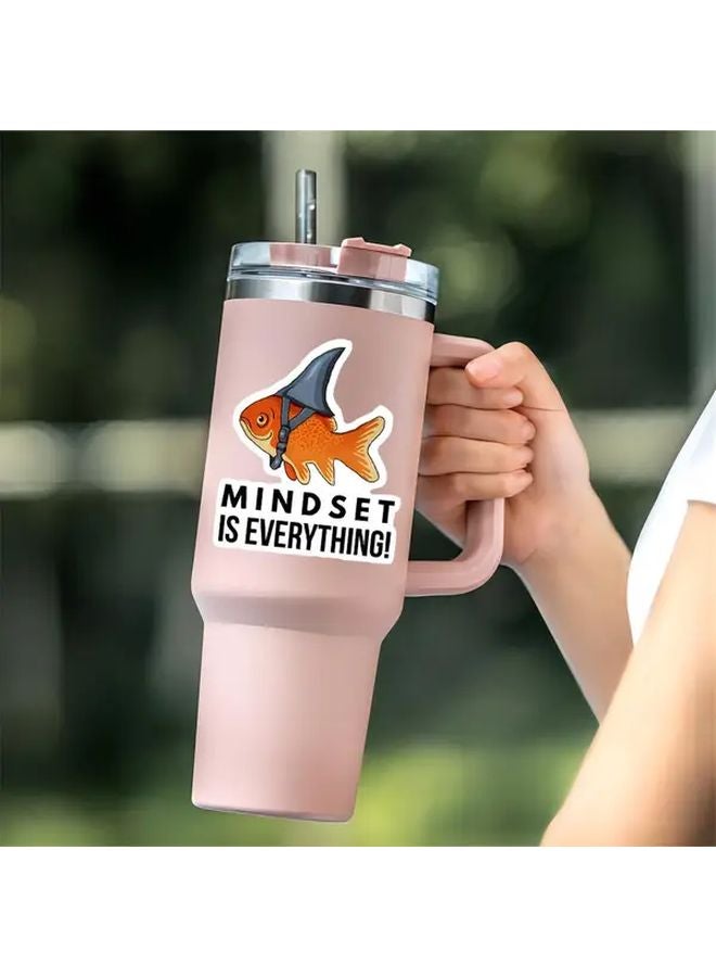 Mindset Is Everything Shark Vinyl Sticker 3pcs Glossy Reusable Decal For Laptops Water Bottles - Image 3